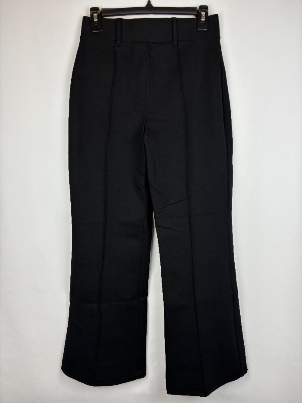 Small Quince Ultra Stretch Ponte Flared Leg Pant Pleated Tapered Flare Trousers
